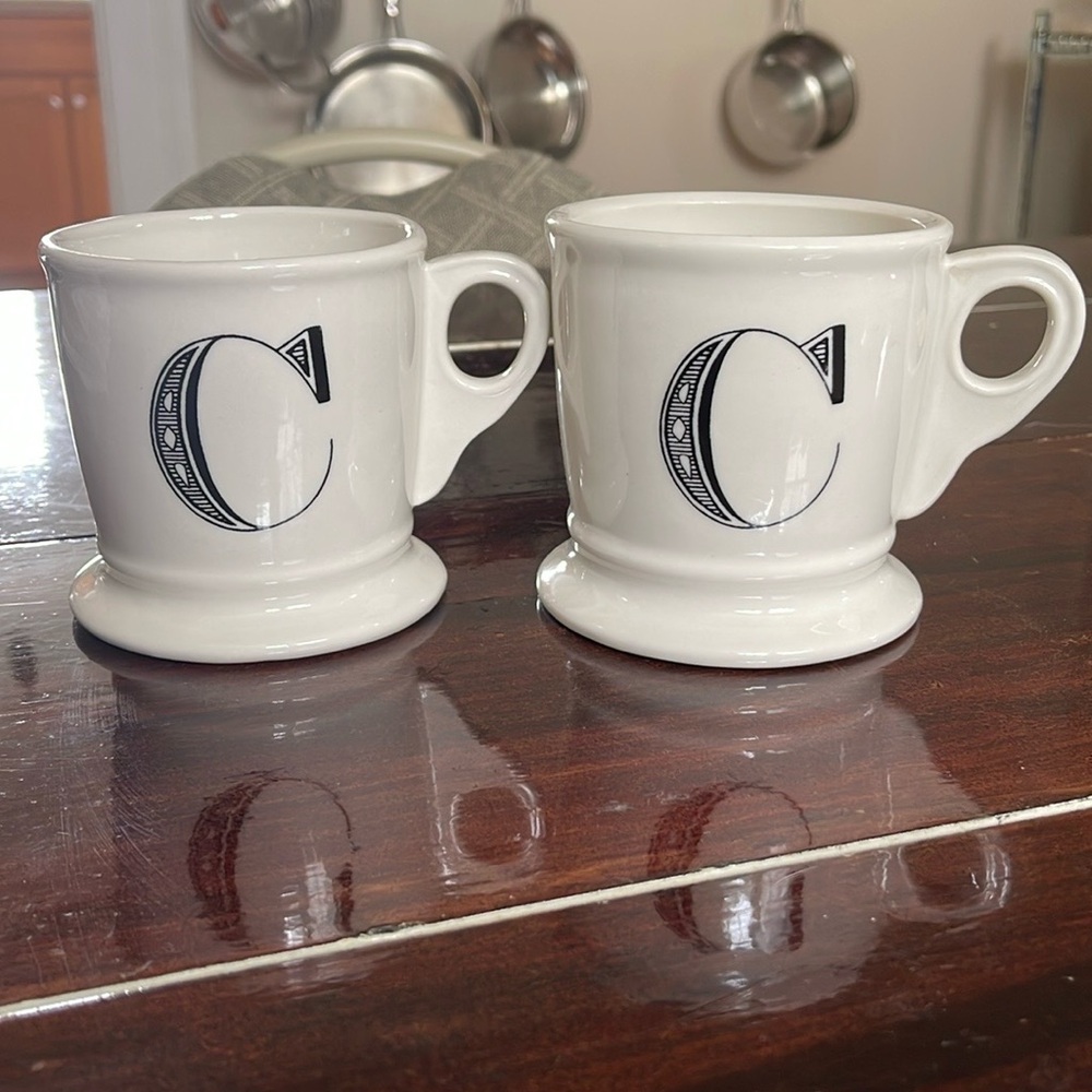 Anthropologie White Monogrammed Mug Set